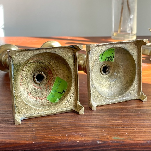 Pair of Matching Brass Candlestick Holders - Picture 7 of 10